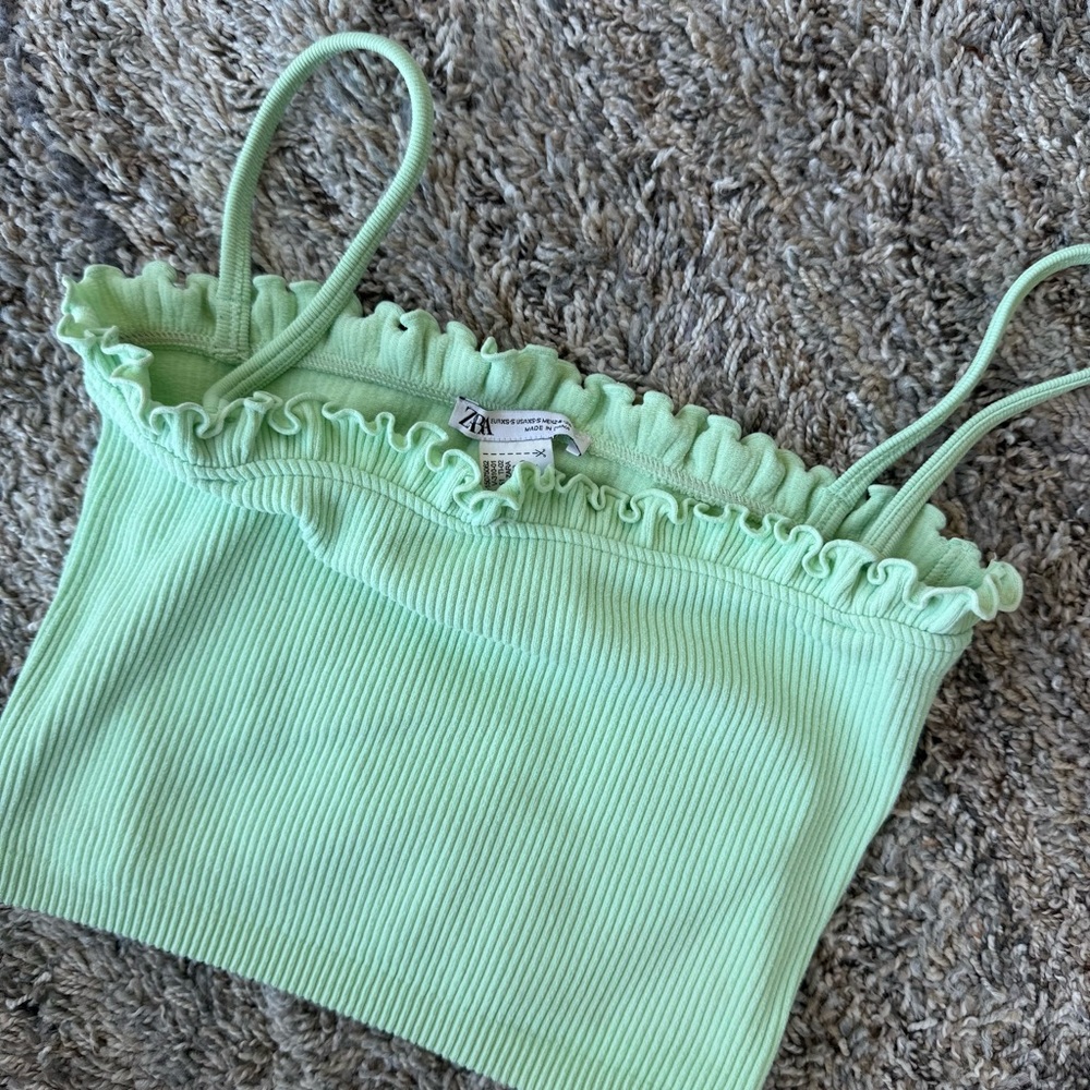 Zara Light Green Ribbed Camisole